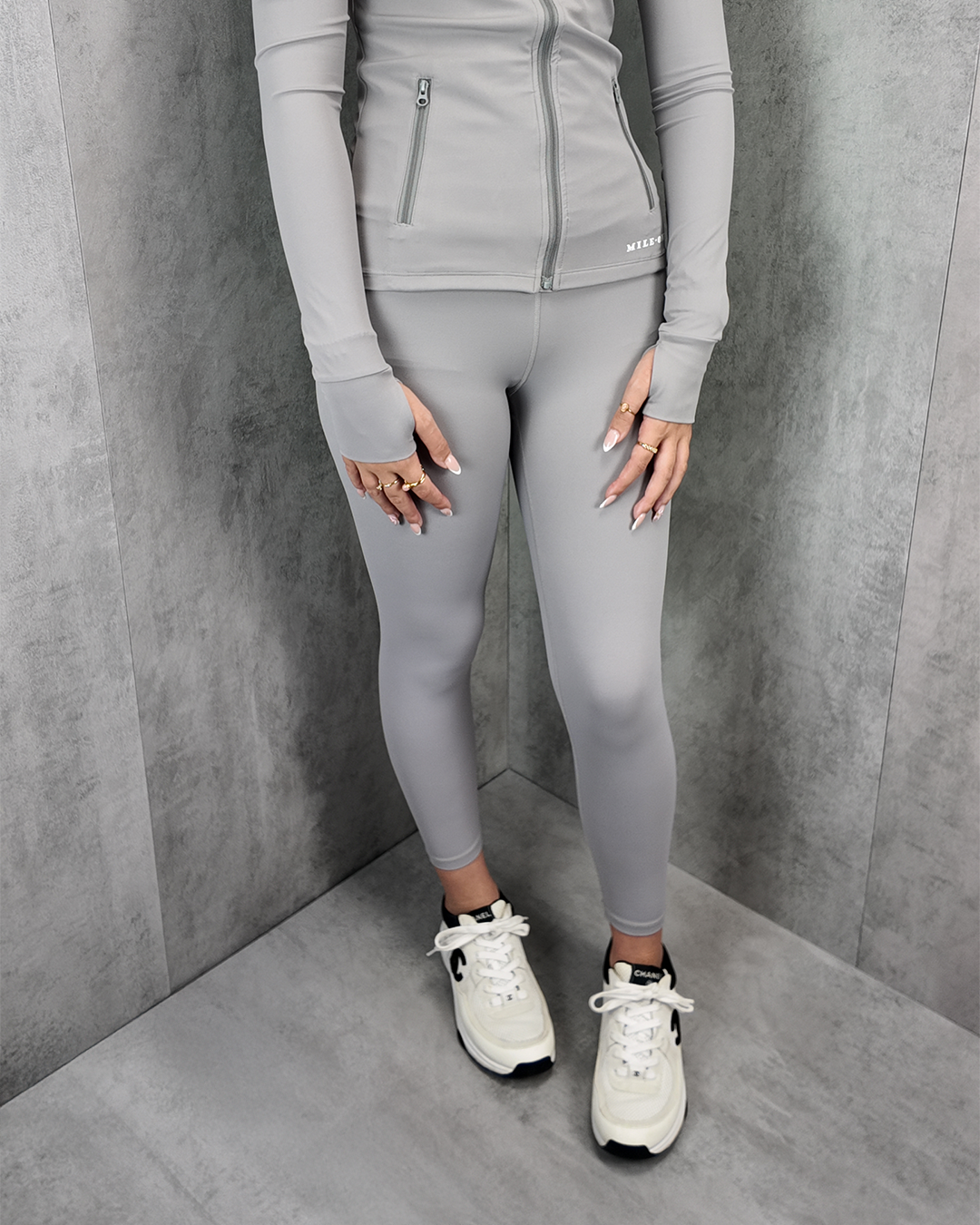 Girls premium sport Leggings - Light Grey